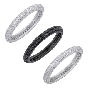 Multi-Color / 5 Trio Black / Silver Rings - Adina Eden's Jewels