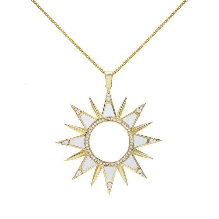 Crystal White Enamel Sun Necklace - Adina Eden's Jewels