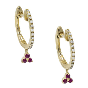 Magenta Diamond Cluster Huggie Earring 14K - Adina Eden's Jewels