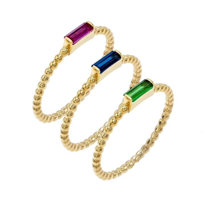 Multi-Color / 7 Rope / Baguette Ring Set - Adina Eden's Jewels