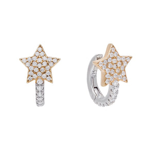 Rose Gold Two-Tone Star Huggie Earring - Adina Eden's Jewels