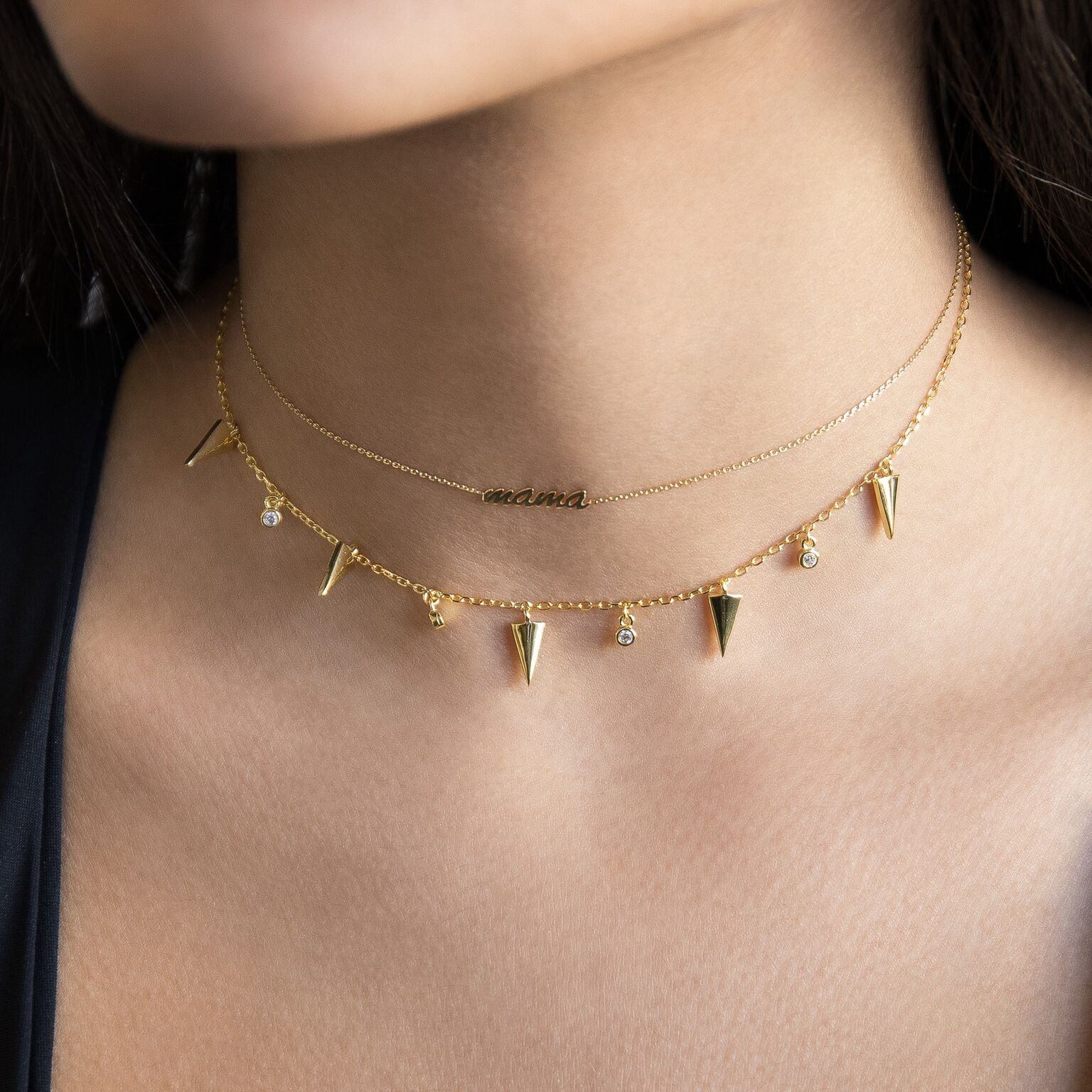 14K Gold Mama Choker Necklace Adina Eden Jewels - Main Image