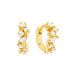 Gold Scattered CZ Huggie Earring - Adina Eden's Jewels