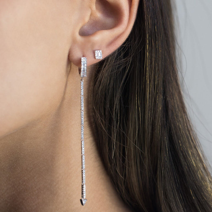  Diamond Square Baguette Stud Earring 14K - Adina Eden's Jewels