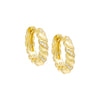 Gold Pavé X Solid Twisted Huggie Earring - Adina Eden's Jewels