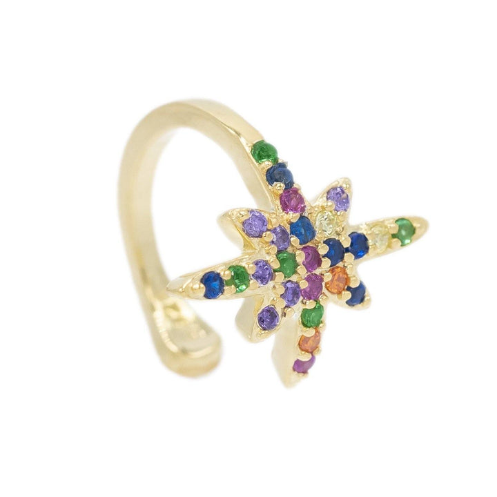 Multi-Color Long Starburst Ear Cuff - Adina Eden's Jewels