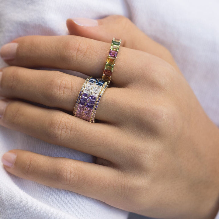  Rainbow Emerald Ring 14K - Adina Eden's Jewels