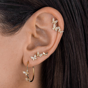  Diamond X Solid Butterfly Stud Earring 14K - Adina Eden's Jewels