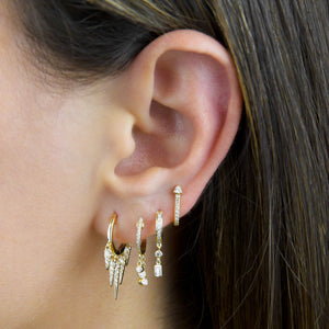  Diamond Baguette Dangle Huggie Earring 14K - Adina Eden's Jewels