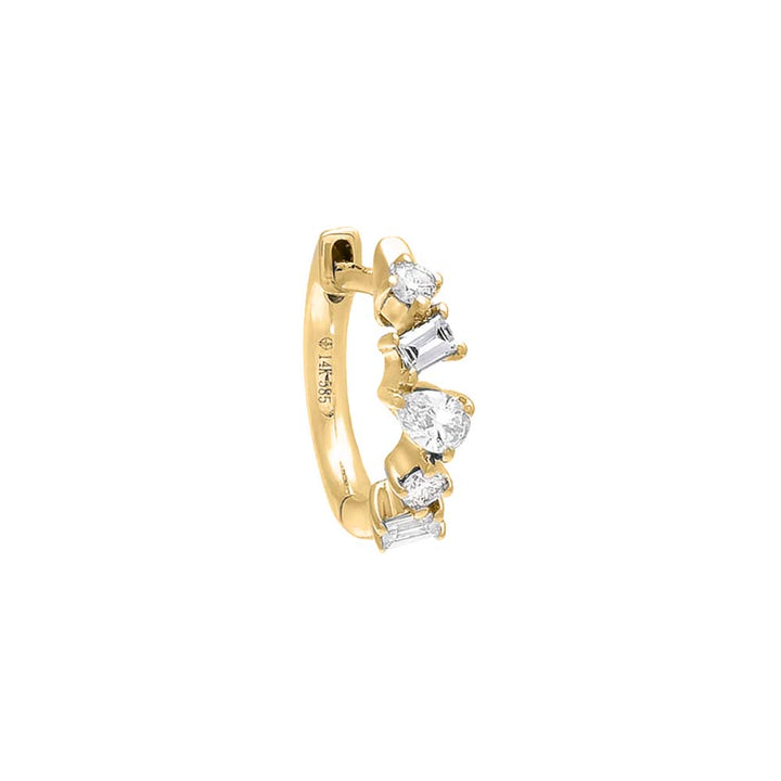 14K Gold / Single Diamond Multi Shape Huggie Earring 14K - Adina Eden's Jewels
