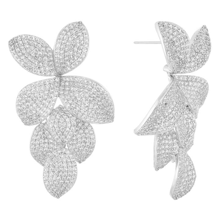 Silver Leaf Cluster Stud Earring - Adina Eden's Jewels