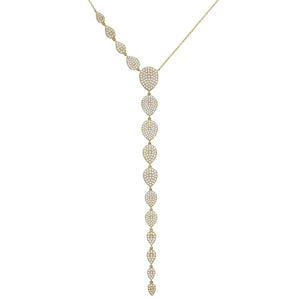 Gold Pave Teardrop Lariat - Adina Eden's Jewels