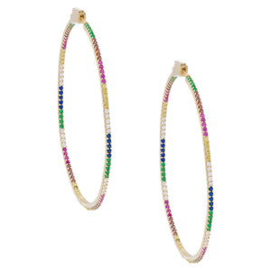 Multi-Color XL Pave Hoops - Adina Eden's Jewels