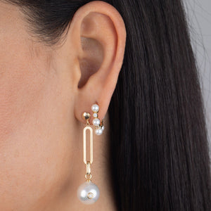  Pearl X Bezel Hoop Earring - Adina Eden's Jewels