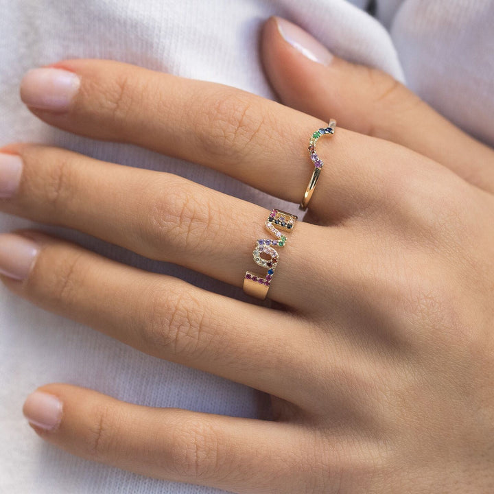  Mini Rainbow Ring 14K - Adina Eden's Jewels