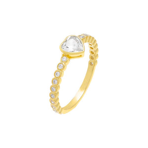 Gold / Heart / 6 Heart Shape Bezel Ring - Adina Eden's Jewels
