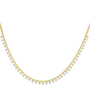 Gold Bezel Embedded Cuban Chain Necklace - Adina Eden's Jewels