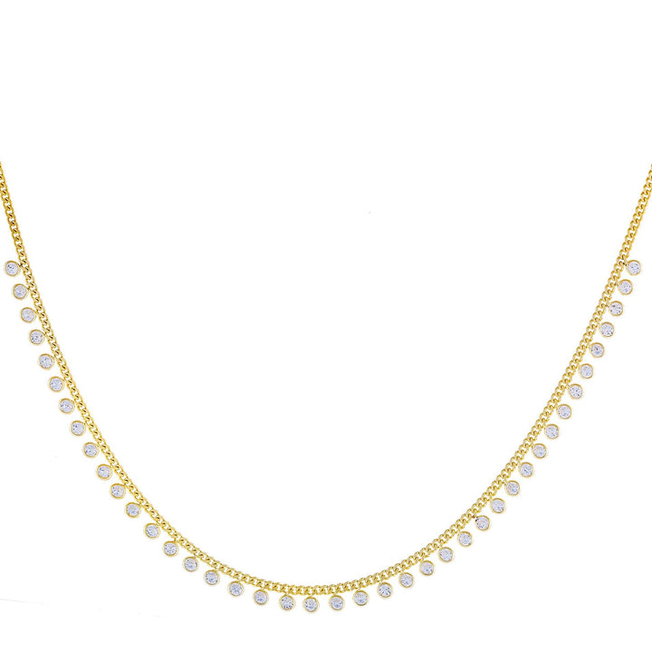 Gold Bezel Embedded Cuban Chain Necklace - Adina Eden's Jewels