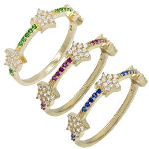 Multi-Color / 5 Trio Stars Rings - Adina Eden's Jewels