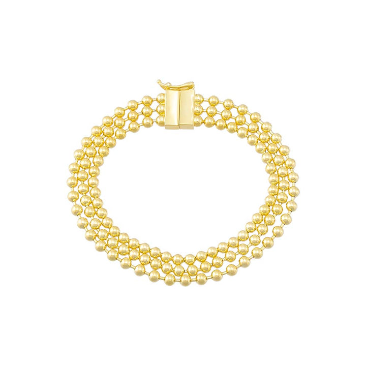 Gold Triple Row Beaded Ball Bracelet - Adina Eden's Jewels