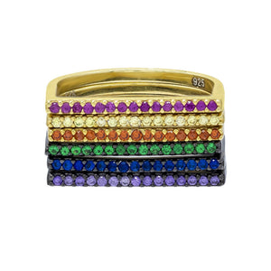 Multi-Color / 5 Multi -Color Bar Set Ring - Adina Eden's Jewels