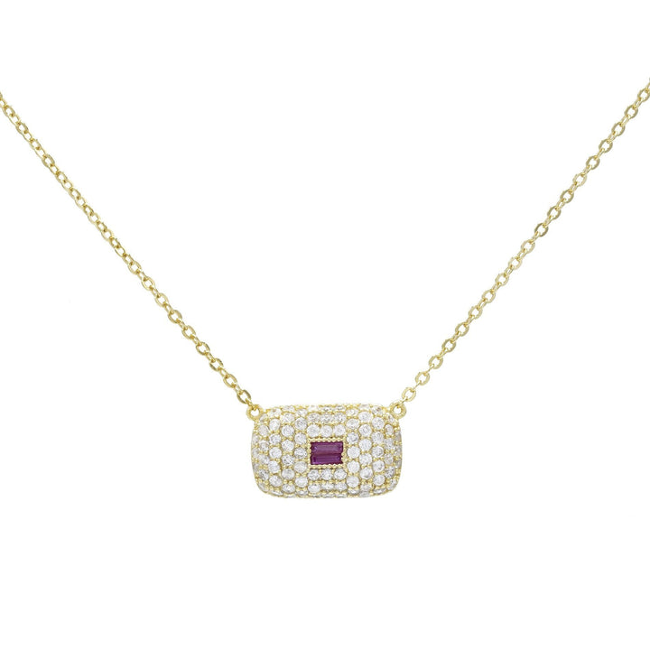 Magenta Rectangle Stone Necklace - Adina Eden's Jewels