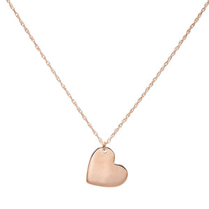 14K Rose Gold / Engraved Engraved Heart Slant Necklace 14K - Adina Eden's Jewels
