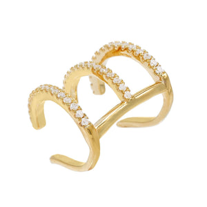  3 Row Pave Ear Cuff - Adina Eden's Jewels