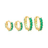 Emerald Green Colored Princess Cut Huggie Earring Combo Set - Adina Eden's Jewels