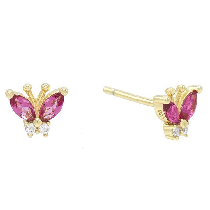 Magenta Mini Butterfly Stud Earring - Adina Eden's Jewels