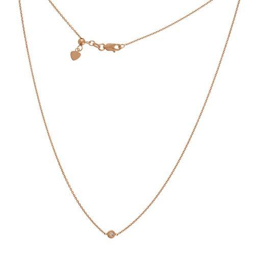 14K Rose Gold Diamond Mini Bezel Necklace 14K - Adina Eden's Jewels