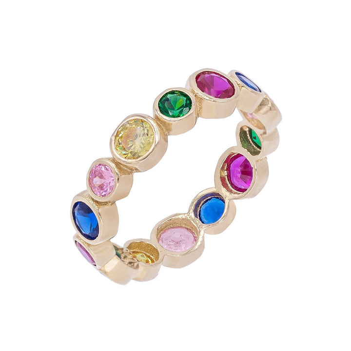 Multi-Color / 6 Rainbow Bezel Ring - Adina Eden's Jewels