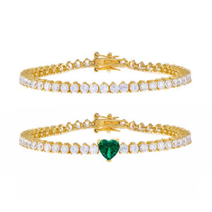 Emerald Green The Heart Tennis Bracelet Combo Set - Adina Eden's Jewels