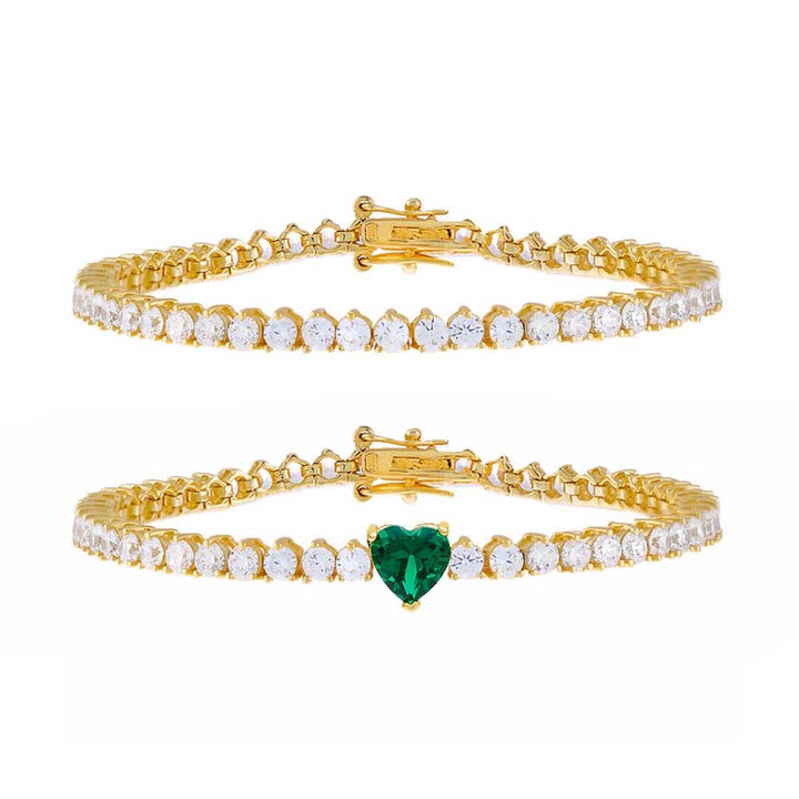 Emerald Green The Heart Tennis Bracelet Combo Set - Adina Eden's Jewels