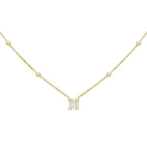 Rose Gold Baguette Solitaire Necklace - Adina Eden's Jewels