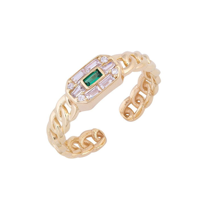 Emerald Green Colorful Baguette Links Ring - Adina Eden's Jewels