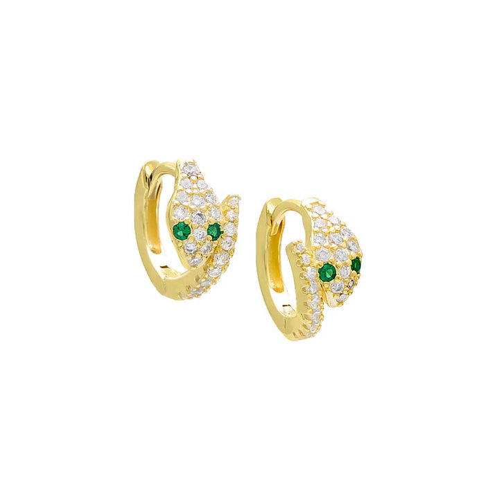 Gold Pavé Snake Huggie Earring - Adina Eden's Jewels