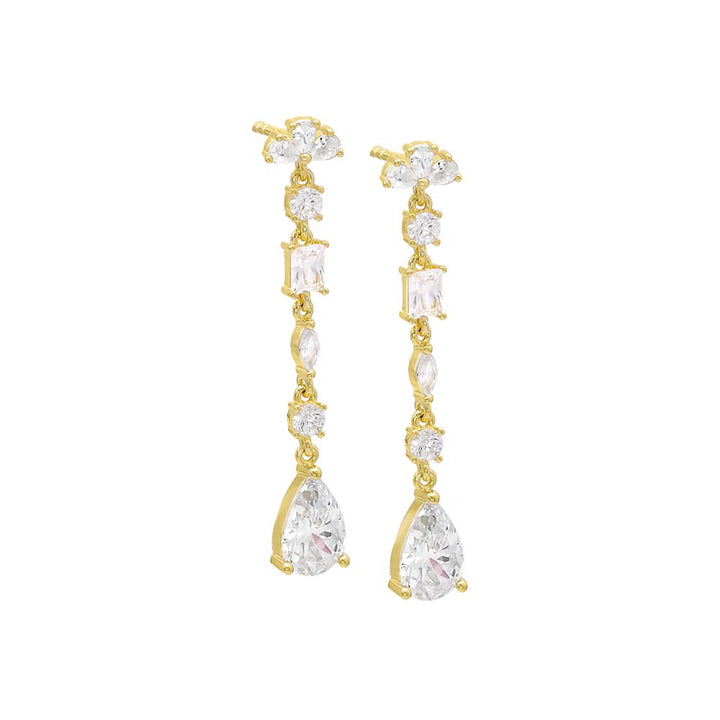 Gold Multi Shape CZ Drop Stud Earring - Adina Eden's Jewels