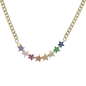 Multi-Color Stars Cuban Chain Choker - Adina Eden's Jewels