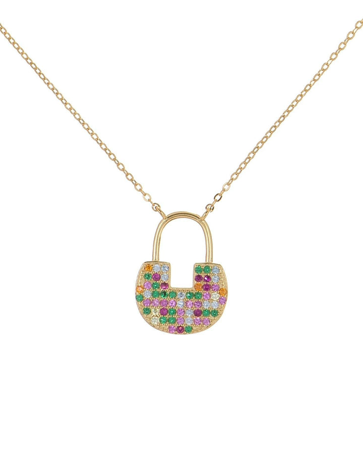 Multi-Color Rainbow Lock Necklace - Adina Eden's Jewels