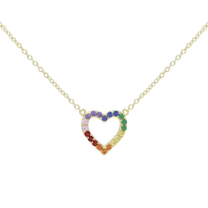 Multi-Color Rainbow Heart Necklace - Adina Eden's Jewels