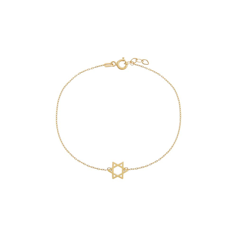 14K Gold Mini Solid Star Of David Bracelet 14K - Adina Eden's Jewels