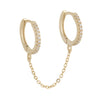 Gold / Single CZ Double Huggie Chain Earring - Adina Eden's Jewels
