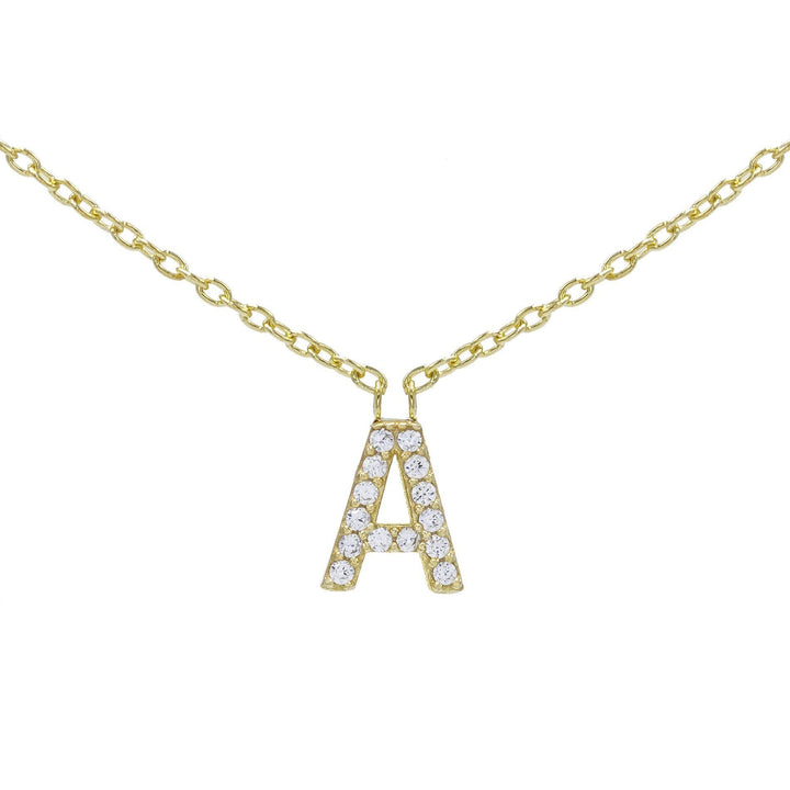 Gold / Q Pavé Initial Necklace - Adina Eden's Jewels