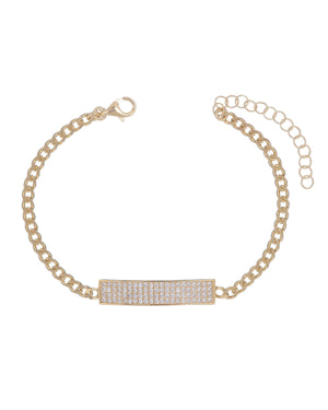 Gold Pavé Bar Link Bracelet - Adina Eden's Jewels
