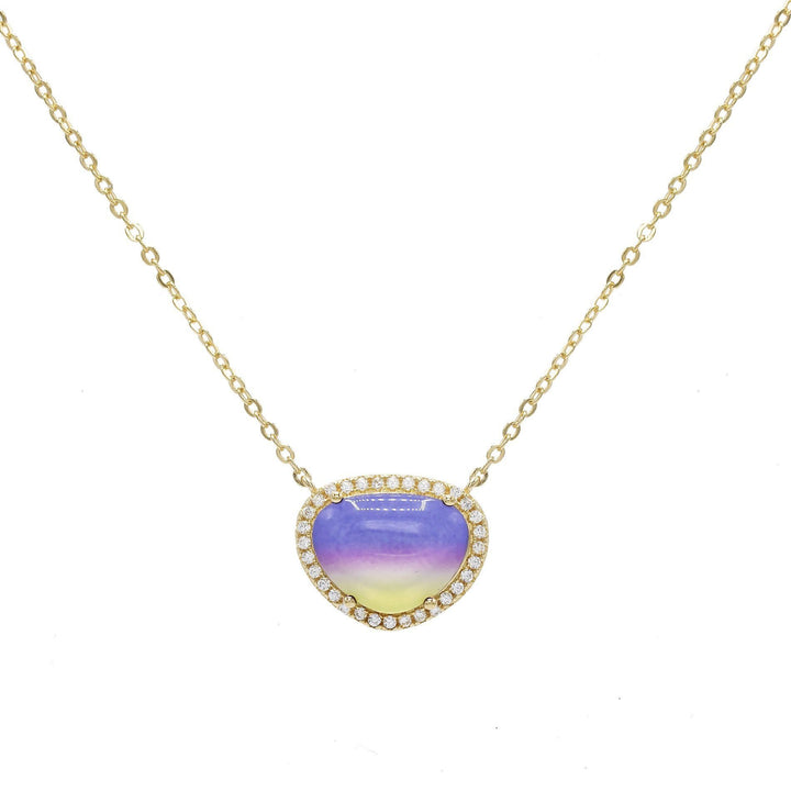 Amethyst Purple / Gold Crystal Stone Necklace - Adina Eden's Jewels