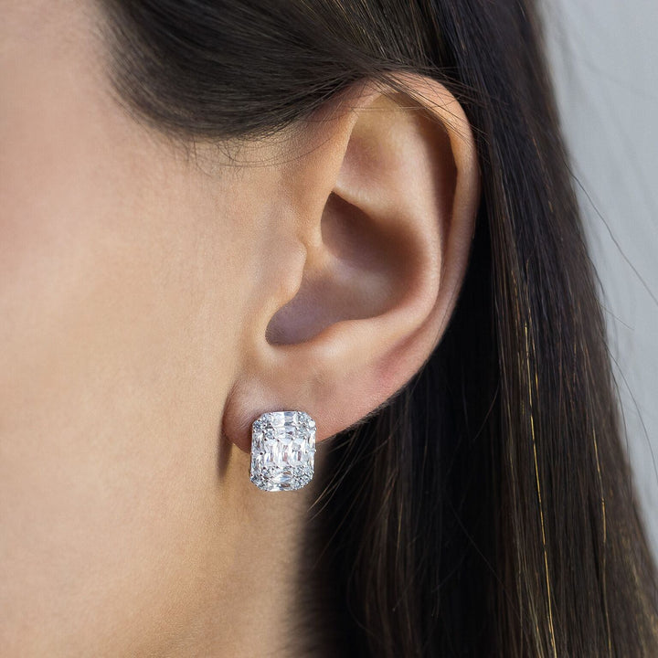  Baguette X Round Stud Earring - Adina Eden's Jewels