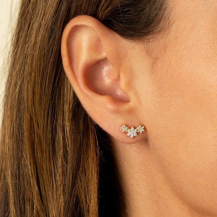  Triple Flower Stud Earring - Adina Eden's Jewels