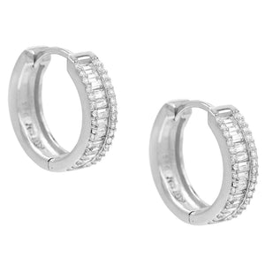 Silver Baguette Huggie Earring - Adina Eden's Jewels
