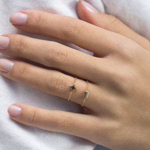  Star Chain Ring 14K - Adina Eden's Jewels